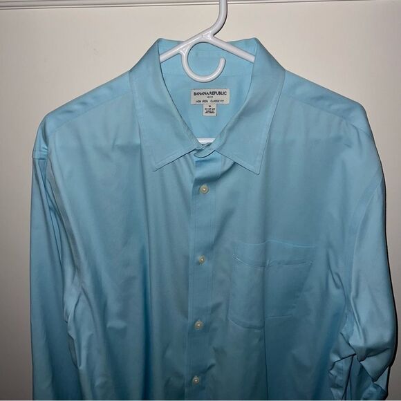 Banana Republic Classic Fit Non-Iron Turquoise Dress Shirt (Neck: 17-17.… - Picture 5 of 10